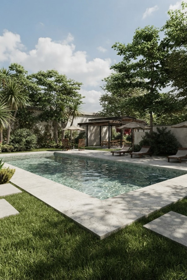 Rendering: Pool and lounge