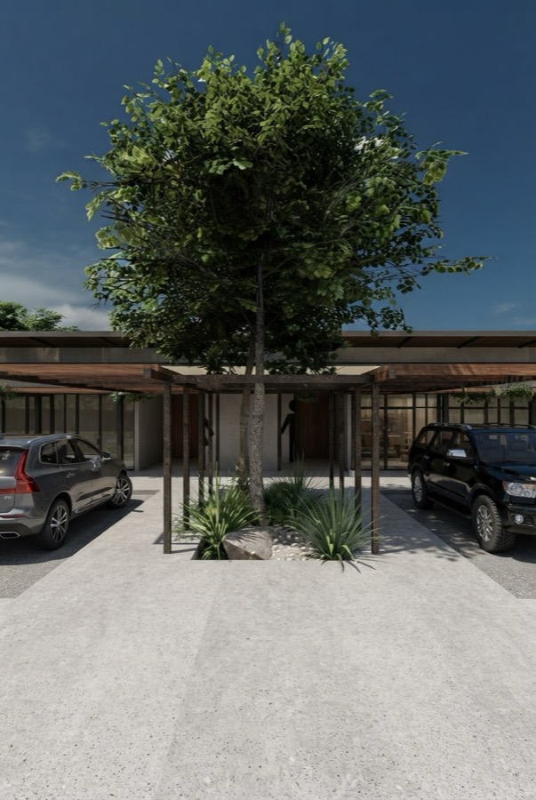 Rendering: Courtyard and parking