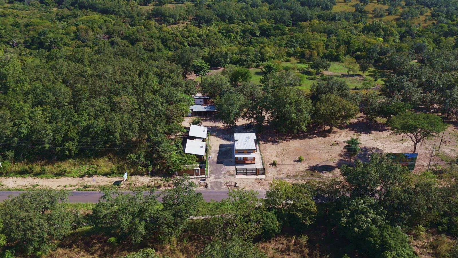 Aerial view of the two Harmony model homes